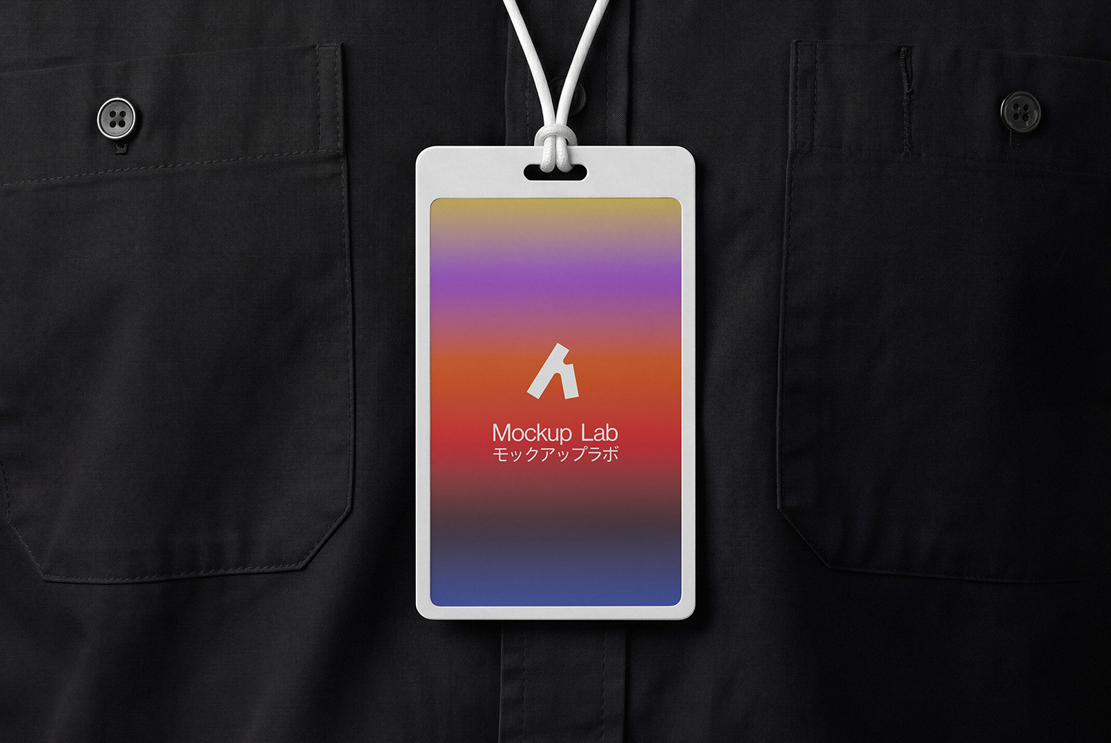 Close-up view of a round badge mockup with a customizable design on a plain background.